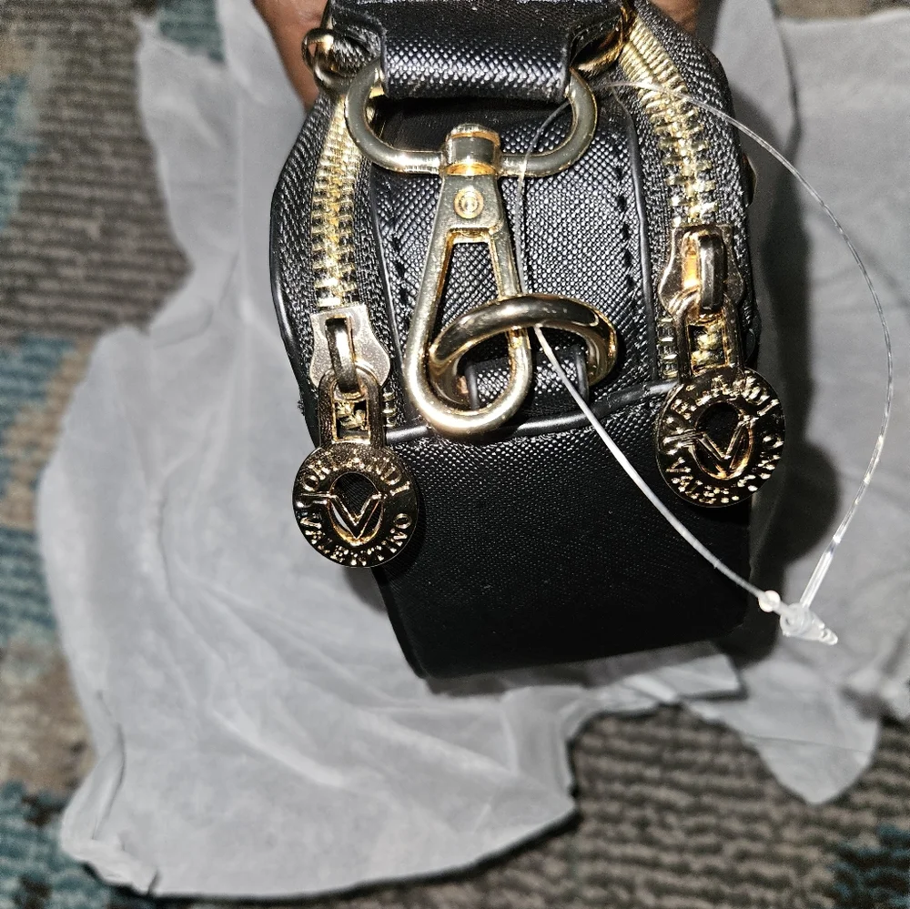 NWT VALENTINO ORLANDI Studded Double Zip Crossbody Camera Bag - Black - Picture 7 of 8